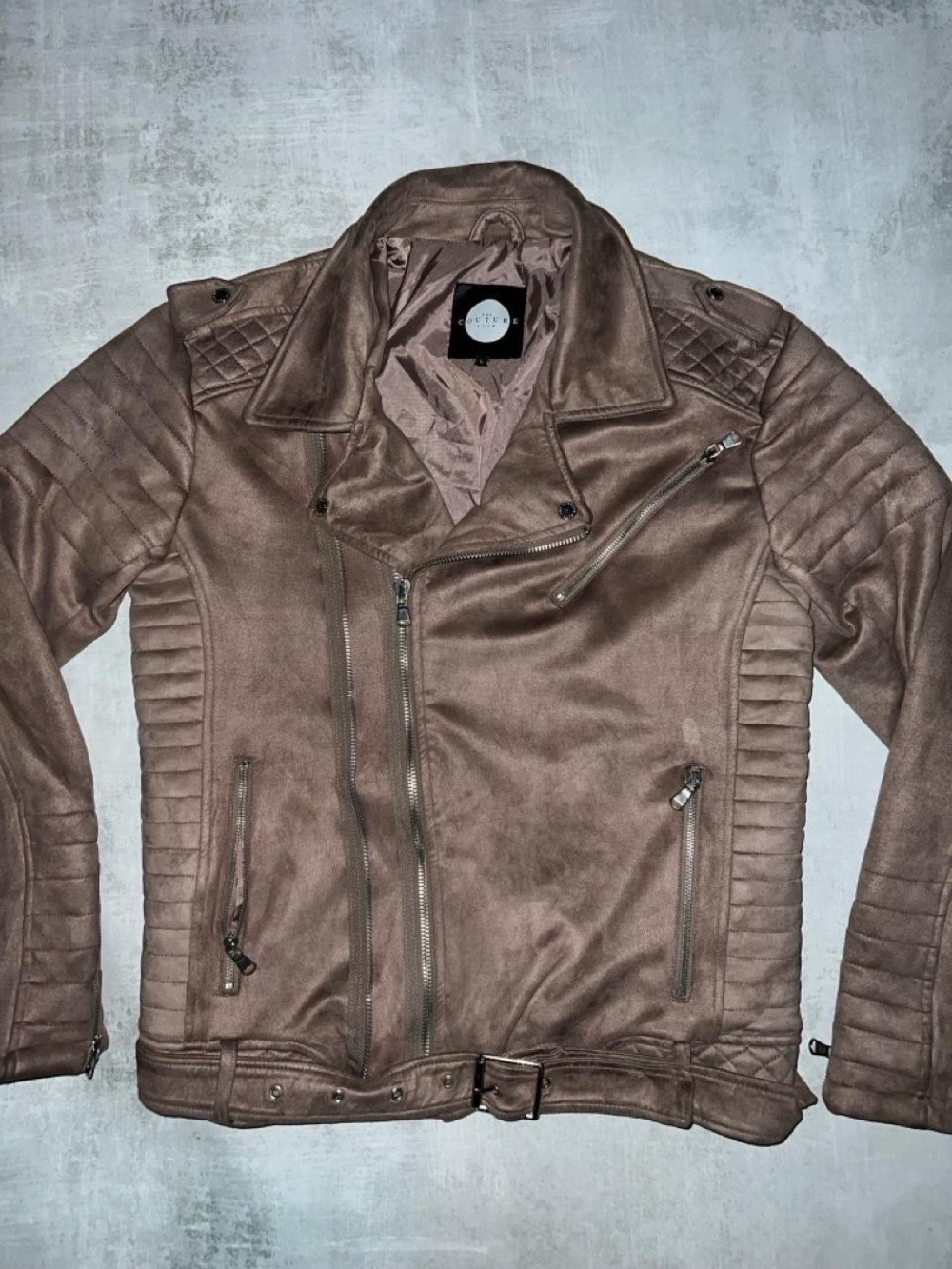 The Couture Club Men's Brown Moto Biker Jacket